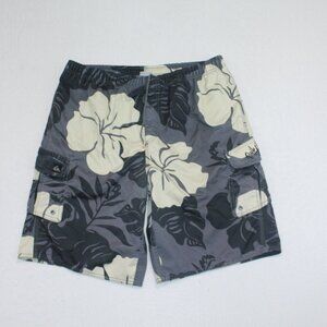 QuickSilver Men Gray Floral Board Shorts Size Large